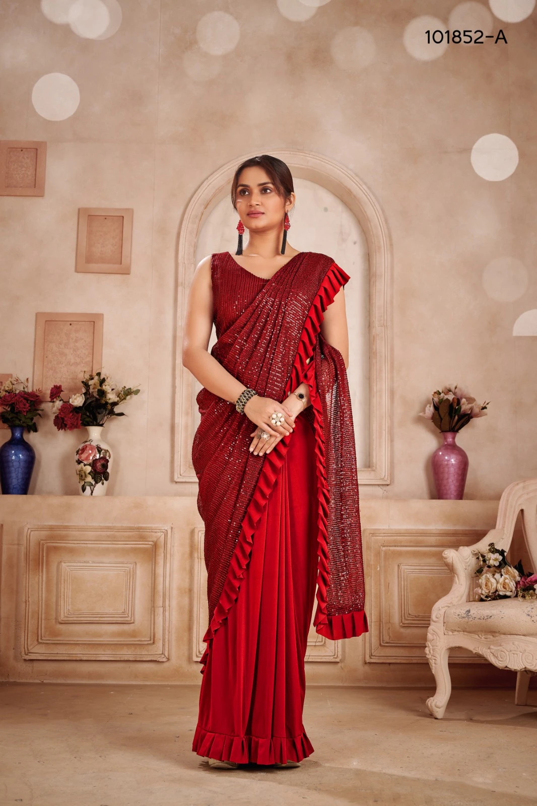 Amoha 101852 Imported Fabric Wholesale Readymade Sarees Catalog — Wholesale Sarees, AMOHA wholesale from Surat - Gallery Image 2